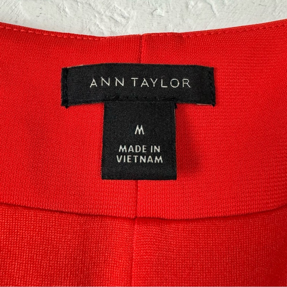 Ann Taylor Dress Solid Orange Bold Vibrant‎ Lined Cross Wrap Waist Career Knit - Picture 7 of 7
